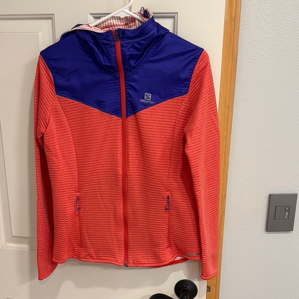 Salomon Salmon and purple Hooded Jacket.